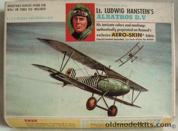 Renwal 1/72 Lt. Ludwig Hanstein's Albatros D-V with Aeroskin Fabric, 272-69 plastic model kit